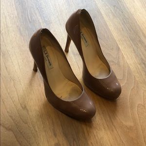 L.K. Bennett camel platform pumps